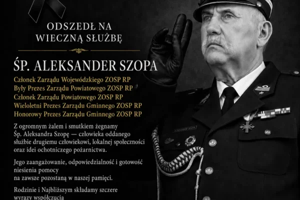 Pożegnanie druha Aleksandra Szopy – zasłużonego strażaka i społecznika