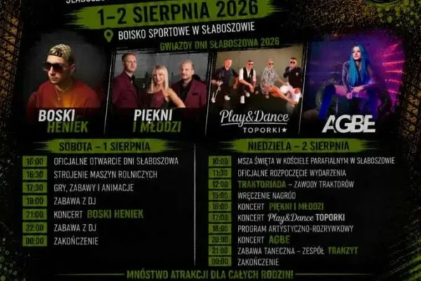 Dni Słaboszowa 2026 z Traktoriadą – już 1 i 2 sierpnia