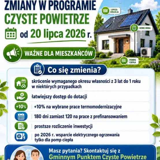 Zmiany w programie Czyste Powietrze od 20 lipca 2026 r.