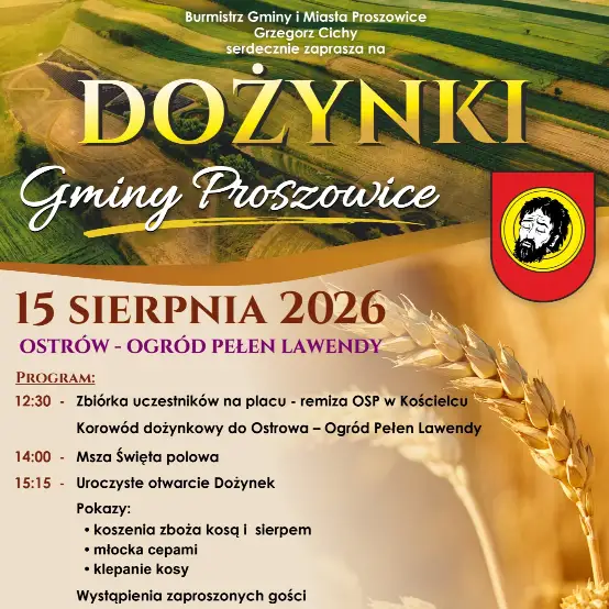 Dożynki Gminy Proszowice 2026 – zaproszenie na święto plonów w Ostrowie