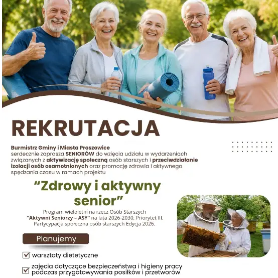 Seniorzy z Proszowic – rusza rekrutacja do projektu „Zdrowy i aktywny senior”