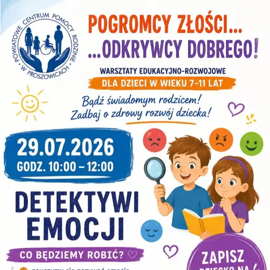 Bezpłatne warsztaty „Detektywi Emocji” dla dzieci w Proszowicach