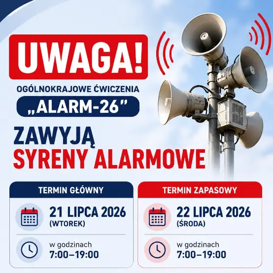 Ćwiczenia „ALARM-26” w Proszowicach – 21 lipca zawyją syreny