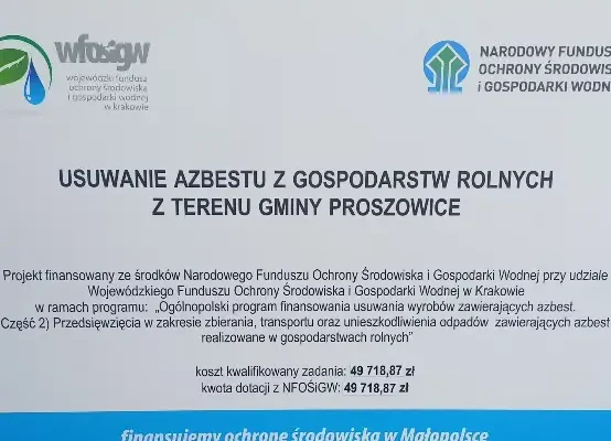 Gmina Proszowice zutylizowała 72 tony azbestu z gospodarstw rolnych