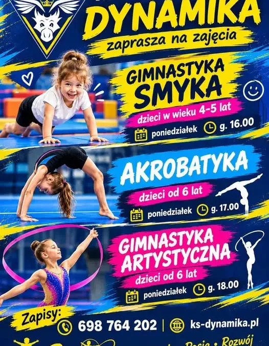 Klub Sportowy Dynamika w Proszowicach zaprasza dzieci na zajęcia gimnastyczne