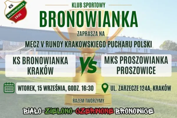 Bronowianka Kraków kontra MKS Proszowianka – pucharowe emocje na Zarzeczu