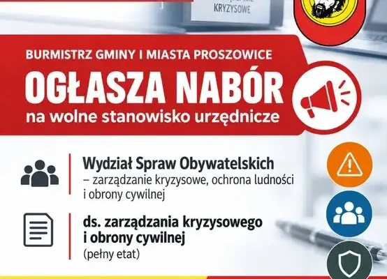 Proszowice szukają specjalisty ds. zarządzania kryzysowego i obrony cywilnej