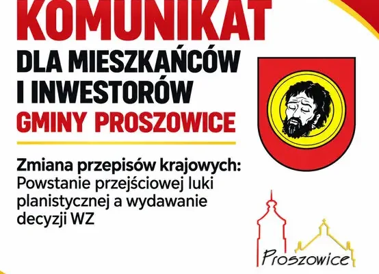Gmina Proszowice: nowe przepisy blokują wydawanie decyzji WZ dla części terenów