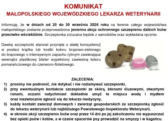 Powiat Proszowice: rusza jesienna akcja szczepienia lisów przeciw wściekliźnie